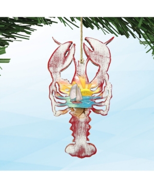 Designocracy Rustic Lobster Coaster Wooden Ornaments Set Of 2 In Multi