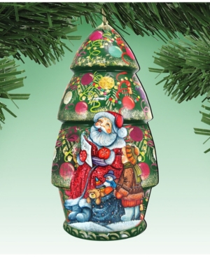 Designocracy Christmas Tree Doll Wooden Ornaments Set of 2