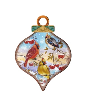 Designocracy Birds Drop Wooden Ornaments Set of 2