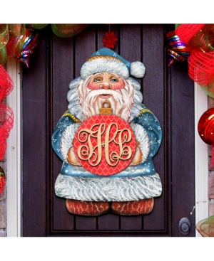 Designocracy Merry Christmas Santa Red Ball Ornament Personalized Door Hanger In Multi
