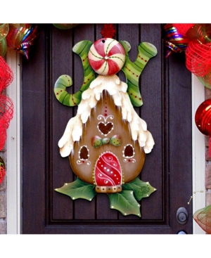 Designocracy Jamie Mills Price Christmas Joy Gingerbread House Door Hanger In Multi