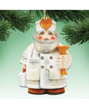 Designocracy Doctor Santa Wooden Christmas Ornament Set Of 2 In Multi