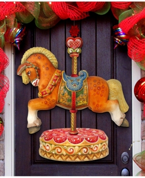 Designocracy Carousel Horse Christmas Door Hanger In Multi