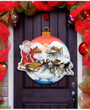 Designocracy Northern Light Santa Christmas Door Hanger In Multi