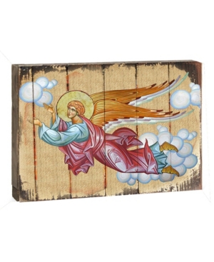 Designocracy Icon Flying Angel Wall Art On Wood 16" In Multi