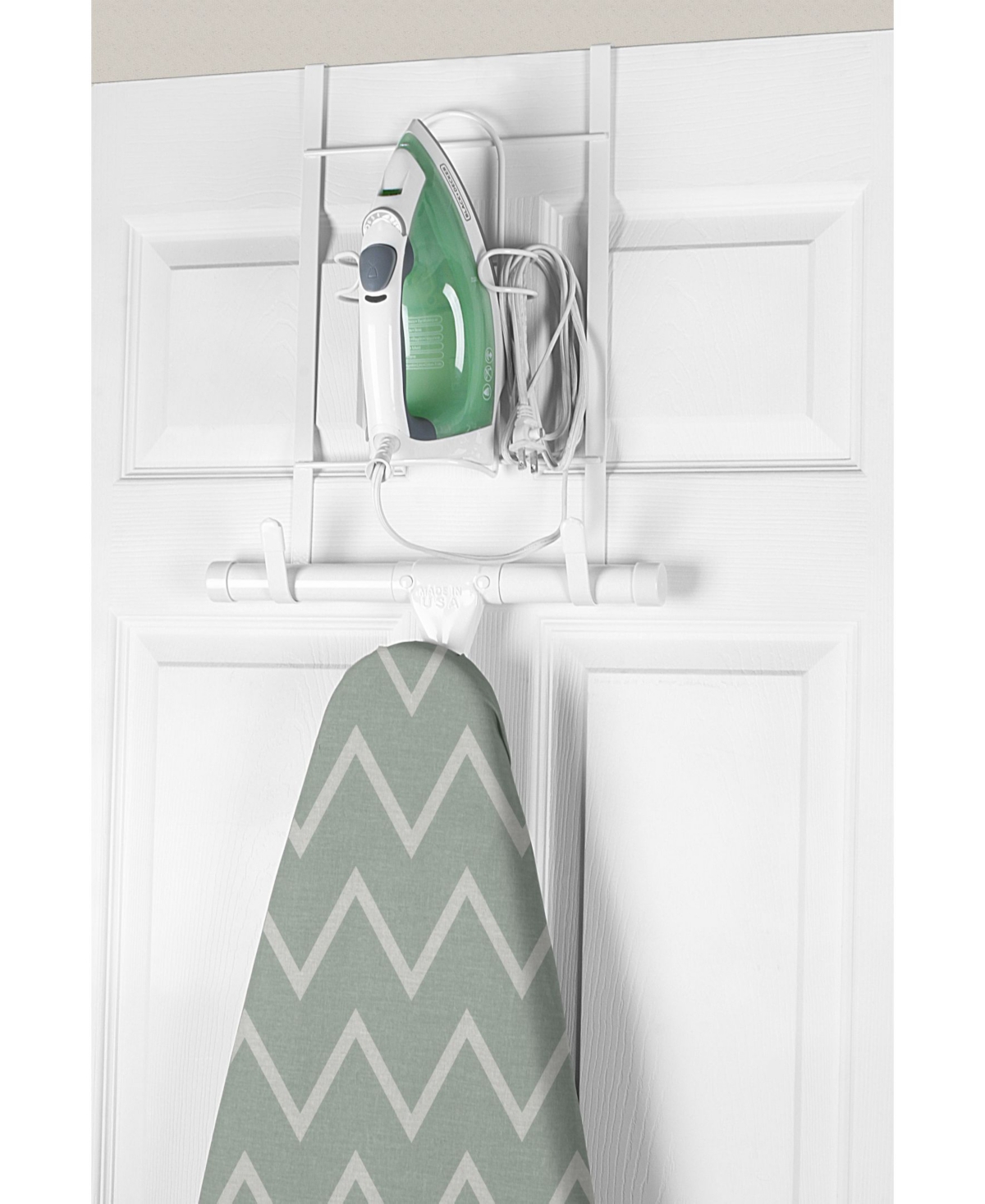 Spectrum Over The Door Iron Ironing Board Holder In White