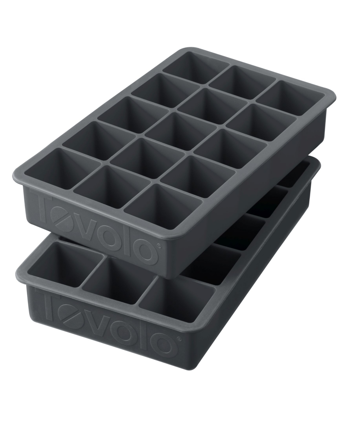 Tovolo Perfect Cube Silicone Ice Mold Freezer Tray Of 1.25" Cubes For Whiskey In Charcoal