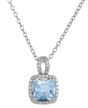 image of Aquamarine (2-1/20 ct. t.w.) & Lab-Created White Sapphire (1/20 ct. t.w.) 18