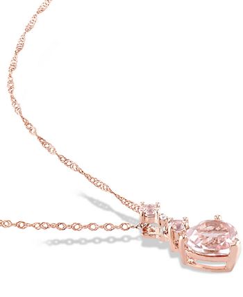 Macy's - Morganite (1-1/4 ct. t.w.) & Diamond Accent Tiered Heart 17" Pendant Necklace in 10k Rose Gold