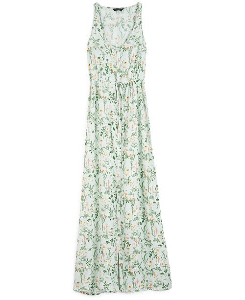 Lucky Brand Tie Waist Floral Print Maxi Dress Reviews Tops