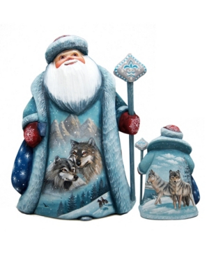 G.debrekht Woodcarved Hand Painted Winter Wolfs Masterpiece Figurine In Multi