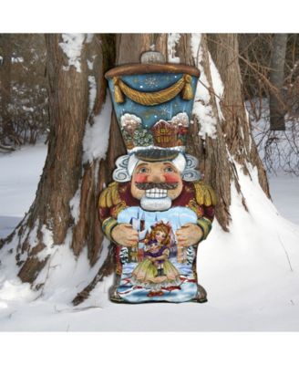Old World Nutcracker Large Free Standing Wooden Santa  Garden Decor, Set of 2