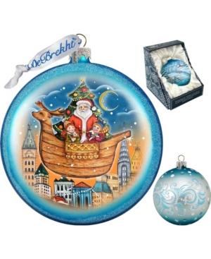 G.debrekht Christmas Arrival Blue Ball Glass Ornament In Multi