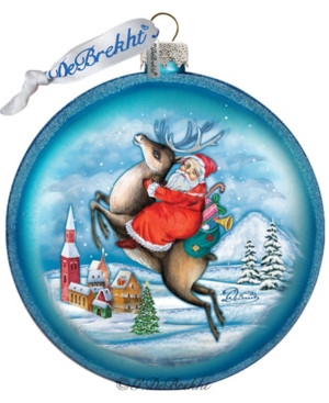 G.debrekht Reindeer Santa Glass Ornament In Multi