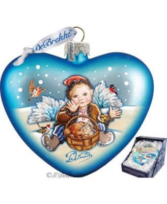 Winter Fun Hart Glass Ornament