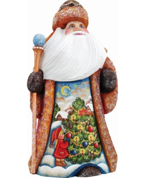 G.debrekht Woodcarved Hand Painted Santa Trim A Tree Figurine In Multi