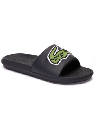 green lacoste slides