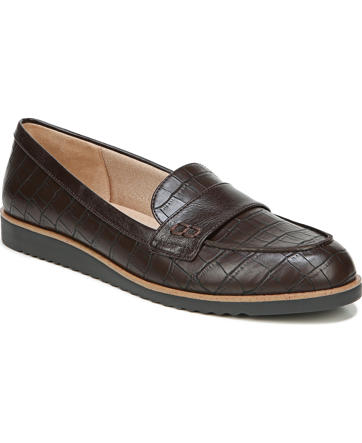 Lifestride Zee Slipon Loafers Women's Shoes In Dark Chocolate Croco