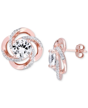 image of White Topaz Floral Swirl Stud Earrings (5-1/7 ct. t.w.) in 18k Rose Gold-Plated Sterling Silver