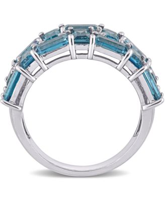 Blue Topaz (3-5/8 ct. t.w.) & Diamond (1/10 ct. t.w.) Cluster Ring in 10k White Gold