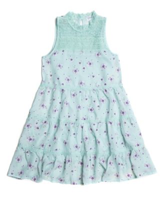 Beautees Big Girls Floral-Print Victorian Lace Yoke 2 Piece Tank Dress Set  - Macy's