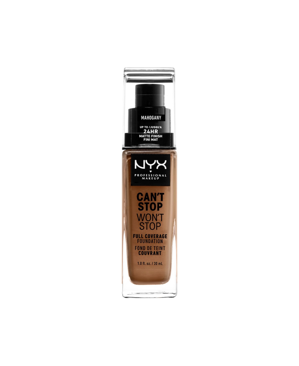 Shop Nyx Professional Makeup Can't Stop Won't Stop Full Coverage Foundation, 1-oz. In Mahogany (medium Deep,pink Undertone)