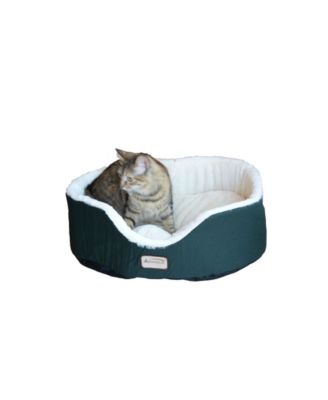 Cat Bed Oval Pet Cuddle House in Laurel Green/Ivory