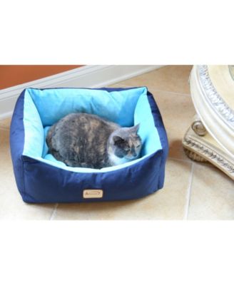 Cat Bed, Small Pet Bed, Navy Blue/Sky Blue, C09HSL/TL - Extra Thick Poly Fill, Waterproof Lining, Skid-Free Base