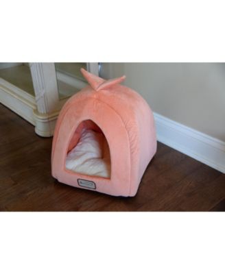 Cat Bed Cave Shape, Orange/Ivory, C10HCS/MB - Silky Soft Plush and Luxurious Velvet