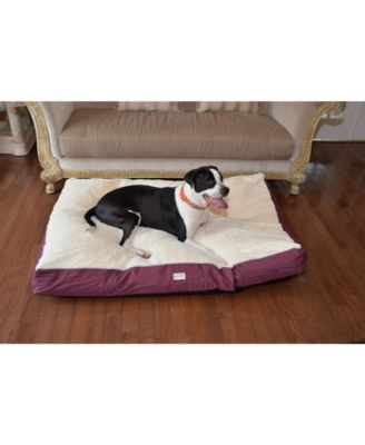 M02HJH/MB-X Extra Large Pet Bed Mat With Poly Fill Cushion & Removel Cover, Burgundy & Ivory