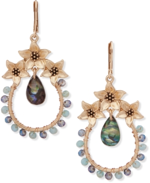 image of lonna & lilly Gold-Tone Stone & Flower Teardrop Drop Earrings