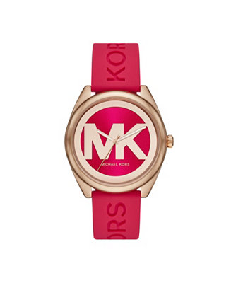 Michael Kors Women's Janelle Three-Hand Pink Silicone Watch 42mm MK7142 ...