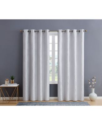 Montero Damask 100% Complete Blackout Shading Thermal Insulated Energy Efficient Heat/Cold Blocking Grommet Heavy Curtain Drapery Panels for Living Room, 2 Panels