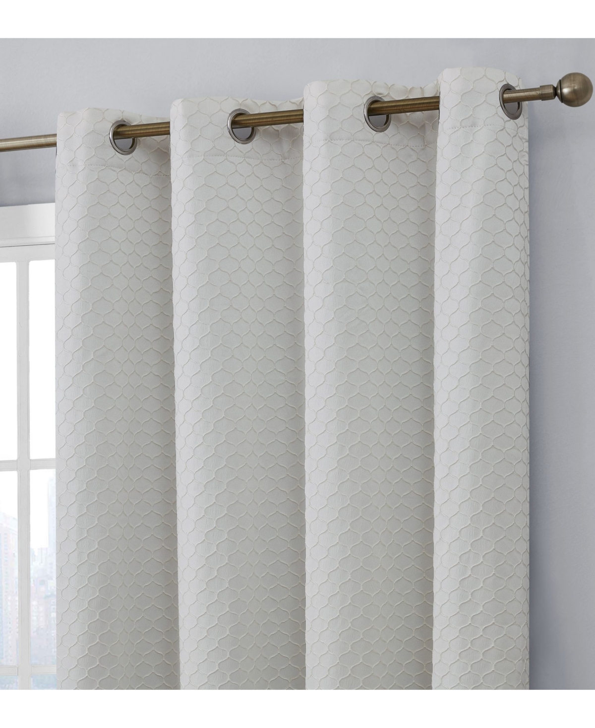 Hlc.me Siena Pattern 100% Complete Blackout Thermal Insulated Double Layer Window Curtain Grommet Panels for Living Room & Bedroom - Energy Savings &
