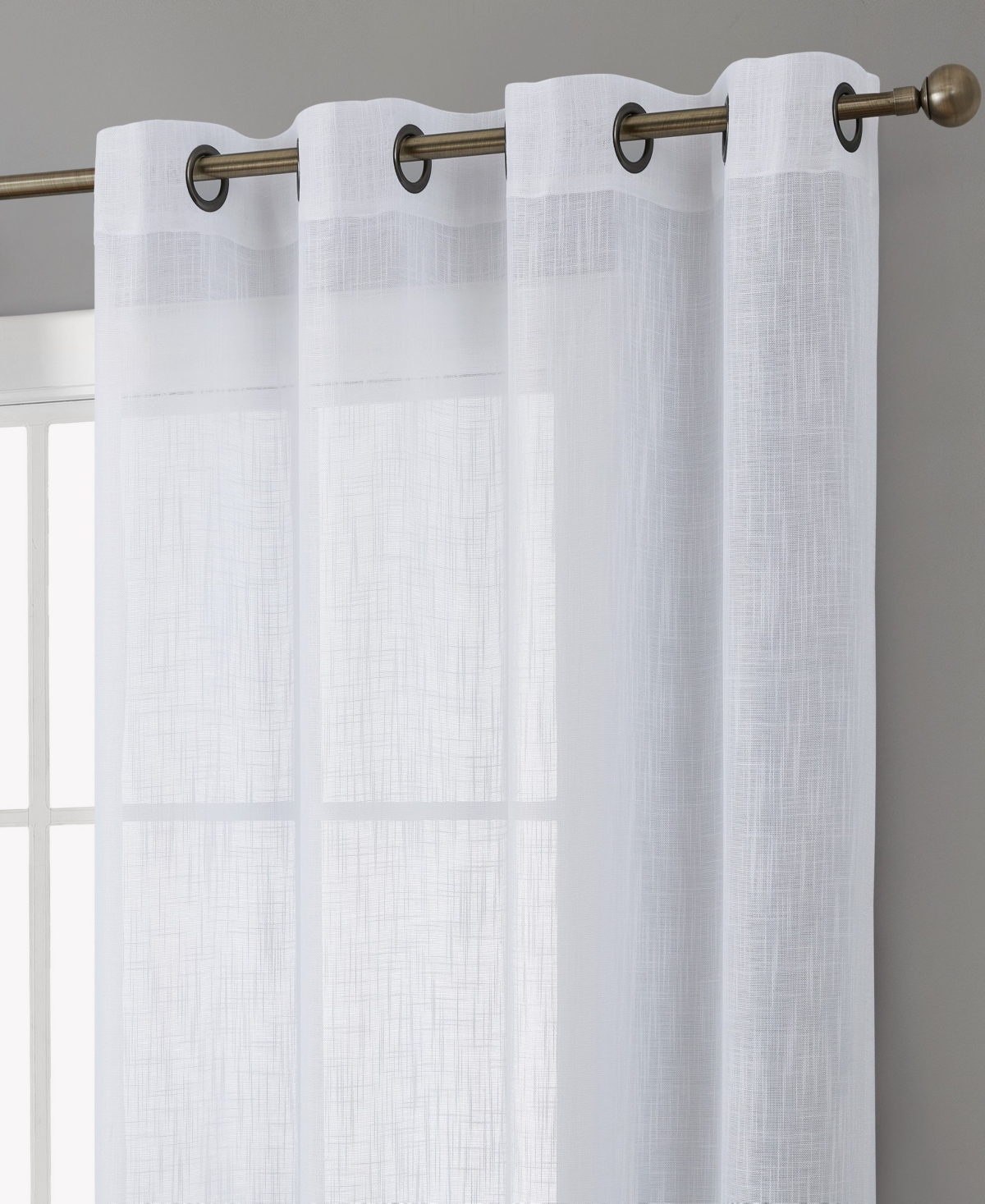 Hlc.me Abbey Faux Linen Textured Semi Sheer Privacy Sun Light Filtering Transparent Window Grommet Curtain Panels