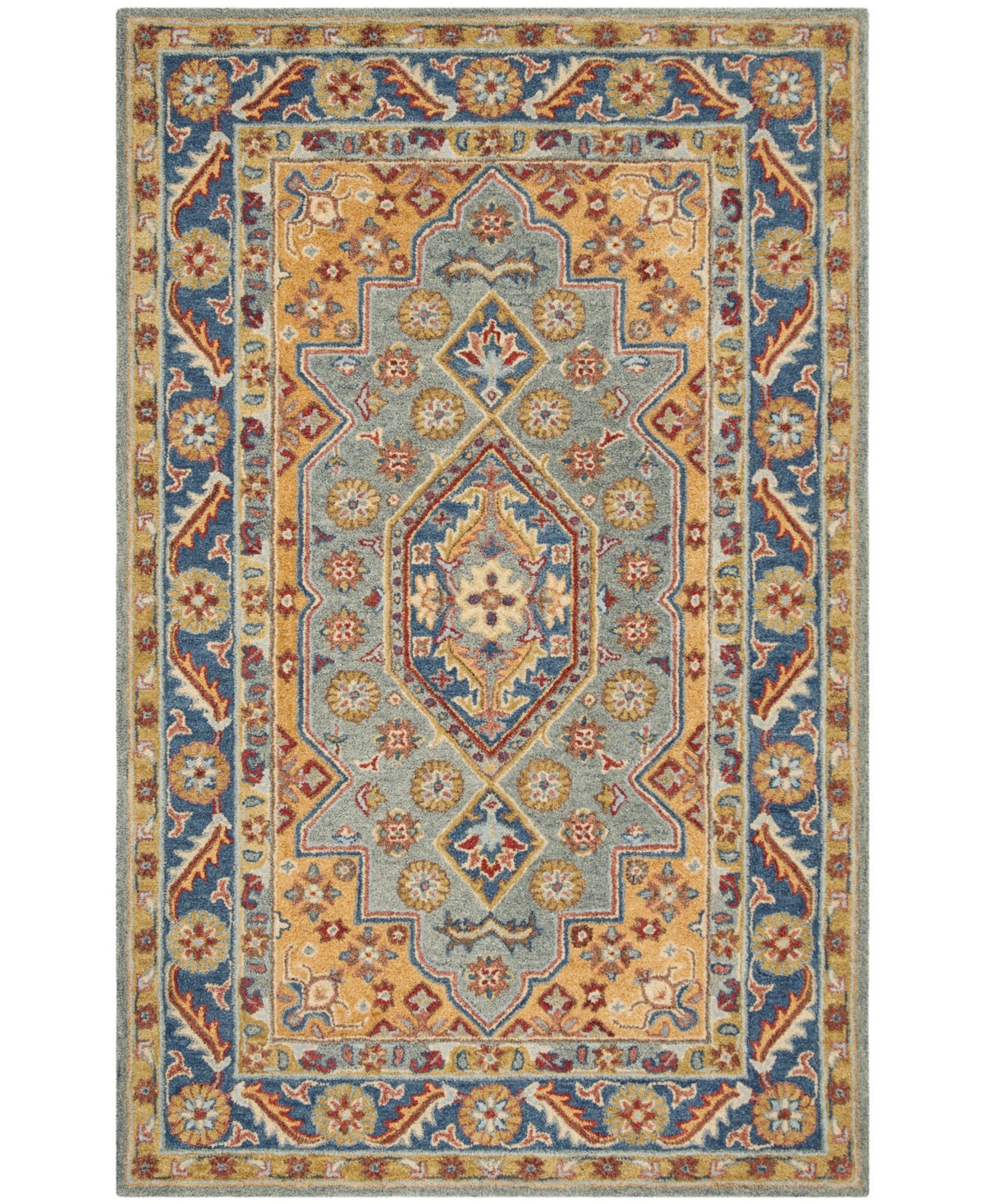 Safavieh Antiquity At504 Blue and Gold 5' x 8' Area Rug - Blue