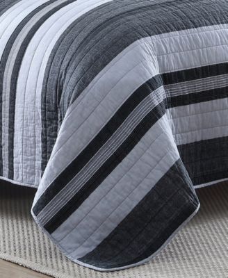 Ardmoore Grey Cotton Reversible Quilt Set