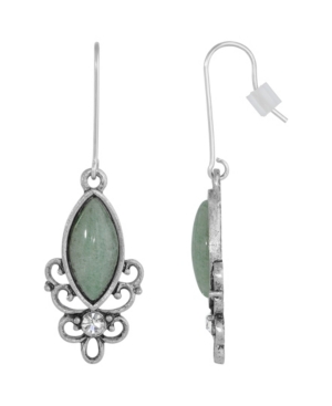 image of 2028 Sterling Silver Wire Genuine Stone Aventurine Earrings