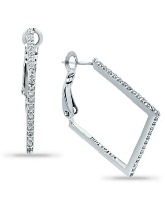 Cubic Zirconia Square Hoop Earrings in 18k Gold-Plated Sterling Silver