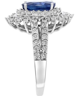 EFFY&reg; Ruby (1-7/8 ct. t.w.) & Diamond (1/4 ct. t.w.) Halo Statement Ring in 14k White Gold (Also in Sapphire and Emerald)
