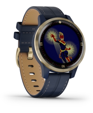 image of Garmin Women-s vivoactive 4 Captain Marvel Legacy Hero Blue Silicone Strap Touchscreen Smart Watch 32mm