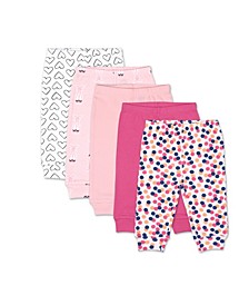 Baby Girls Hearts Dots 5 Pack Pants