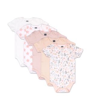 The Peanutshell Baby Girls Flowers Stars 5 Pack Short Sleeve Bodysuits