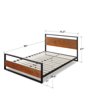 Zinus Suzanne Bamboo and Metal Platform Bed Frame with Footboard, King