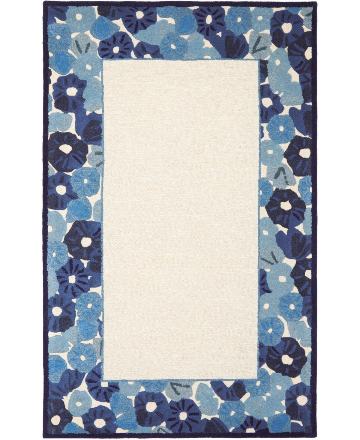 Martha Stewart Collection Poppy Border MSR3629A Azure 4' x 6' Area Rug - Azure
