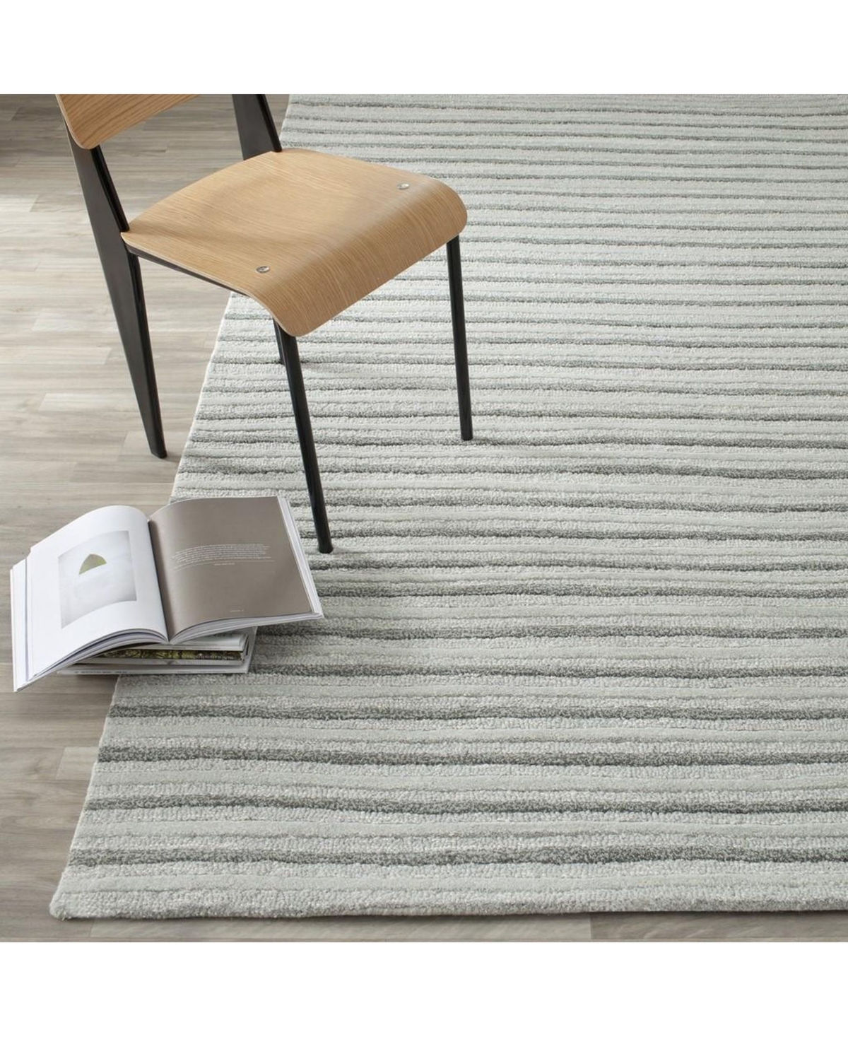 Martha Stewart Collection Hand Drawn Stripe MSR3619AArea Rug - Gray