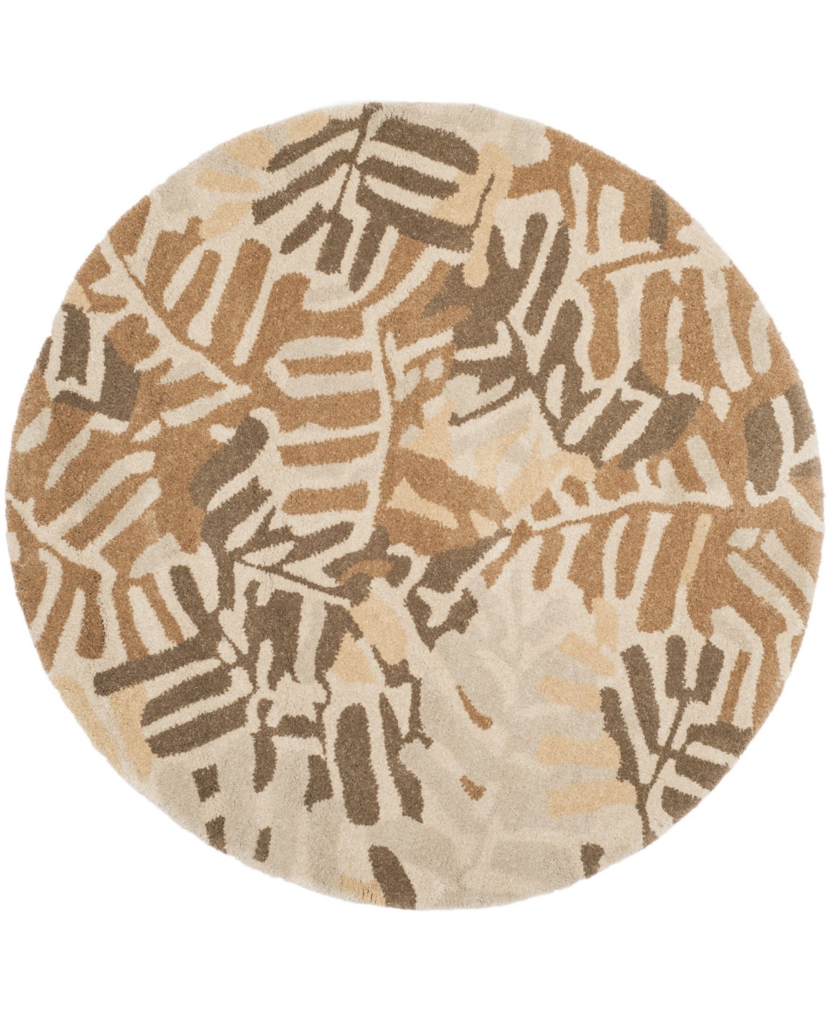 Martha Stewart Collection Palm Leaf MSR4548A Brown 8' x 8' Round Area Rug - Brown