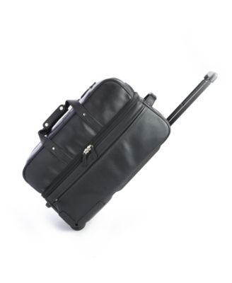 Pebbled Leather Rolling Weekender Duffel Bag