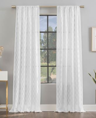 Scott Living Verge Geometric Clipped Jacquard Curtain Collection In White