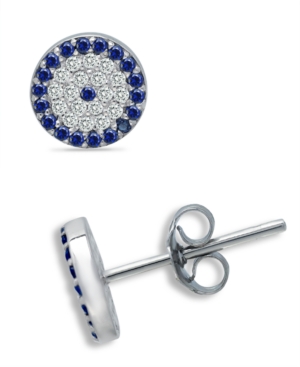 Giani Bernini Cubic Zirconia Evil Eye Stud Earrings In Sterling Silver, Created For Macy's In Sterling Silver